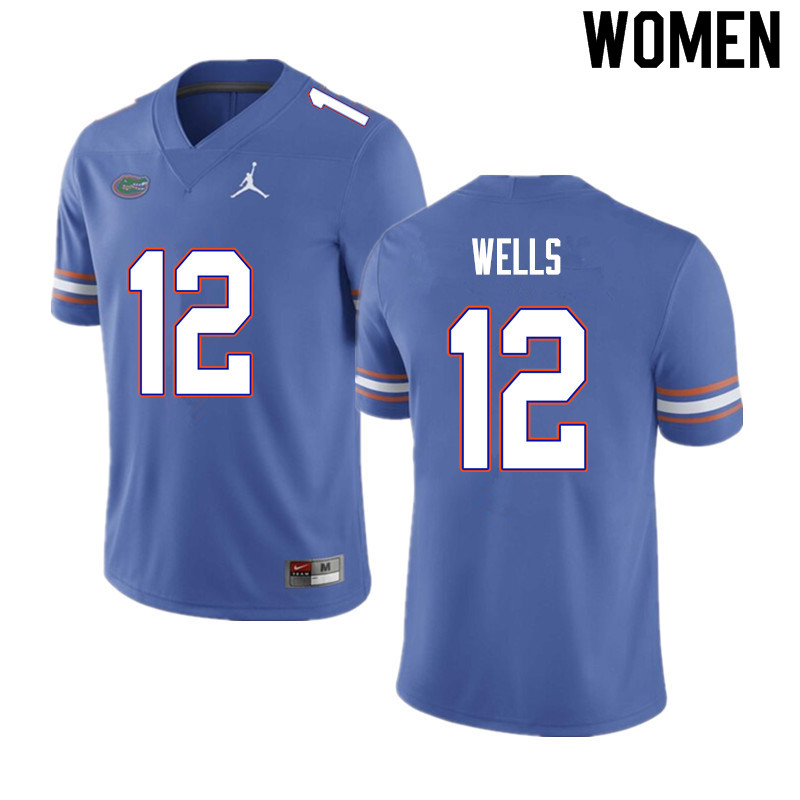 Women #12 Rick Wells Florida Gators College Football Jerseys Sale-Blue